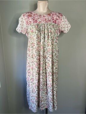 D'Ascoli 100% Hand Woven Cotton Patchwork Cottagecore Midi Dress